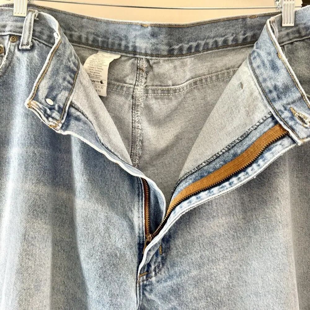 Carhartt B17 Mens Jeans 52x30 Relaxed Fit Light Denim Workwear Big Tall Pants